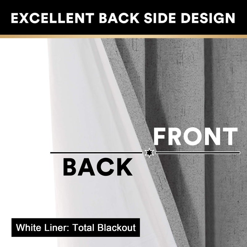 PrinceDeco 100% Blackout Curtains for Living Room Sliding Door Curtains Blackout Curtains 96 Inches Long Patio Curtains for Sliding Door Curtain,W100 X L96 Inch, Light Grey - Image 5
